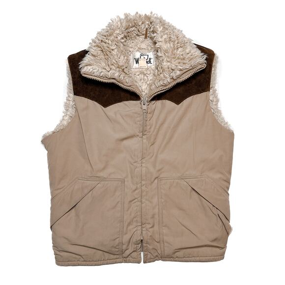 Woolrich Vintage Sherpa Lined Vest Contrasting Yoke Sleeveless Men's Medium 70s - Picture 1 of 10